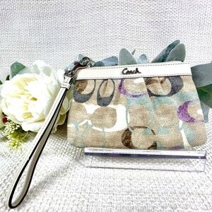 Coach Signature Wristlet in Pastel Colored Canvas